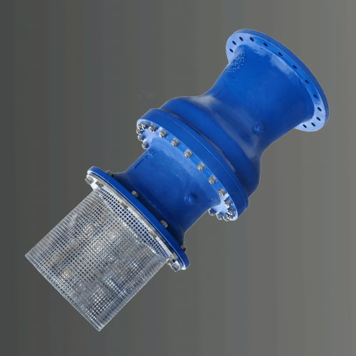 Das Bild zeigt einen PSA Hydro-Stop mit angeflanschtem PSA Suki Saugkorb aus Edelstahl